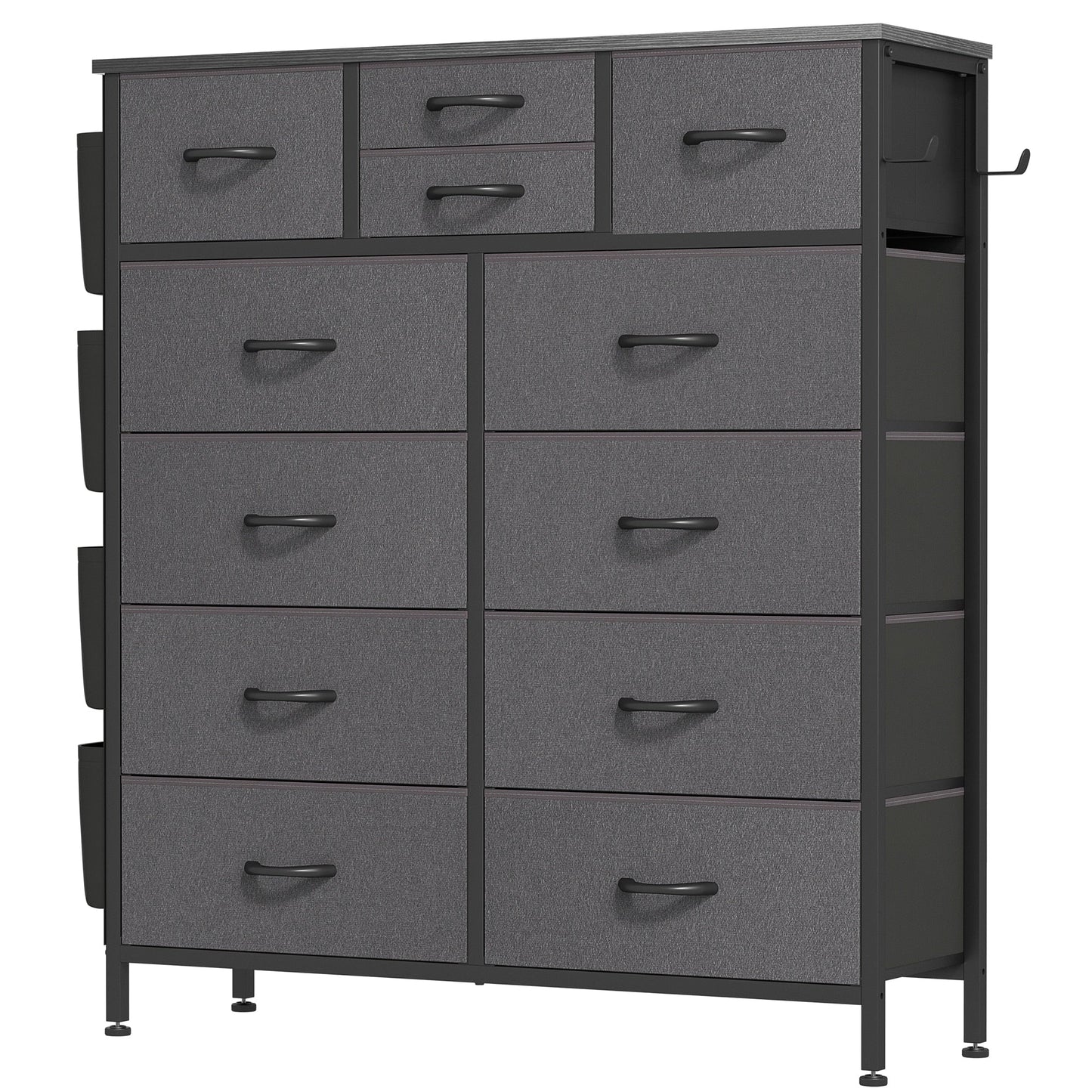 Commode haute en tissu à 12 tiroirs pour chambre à coucher