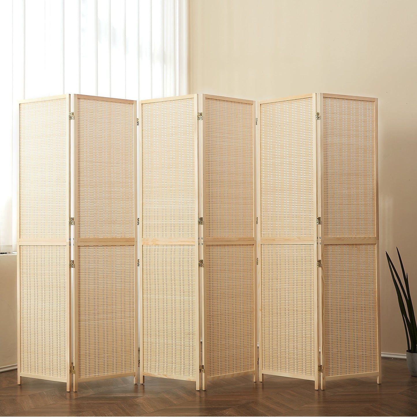 Paravent en bambou 4/6 panneaux, 1,8 m, amovible, pour séparation de pièce, écran de confidentialité pliable