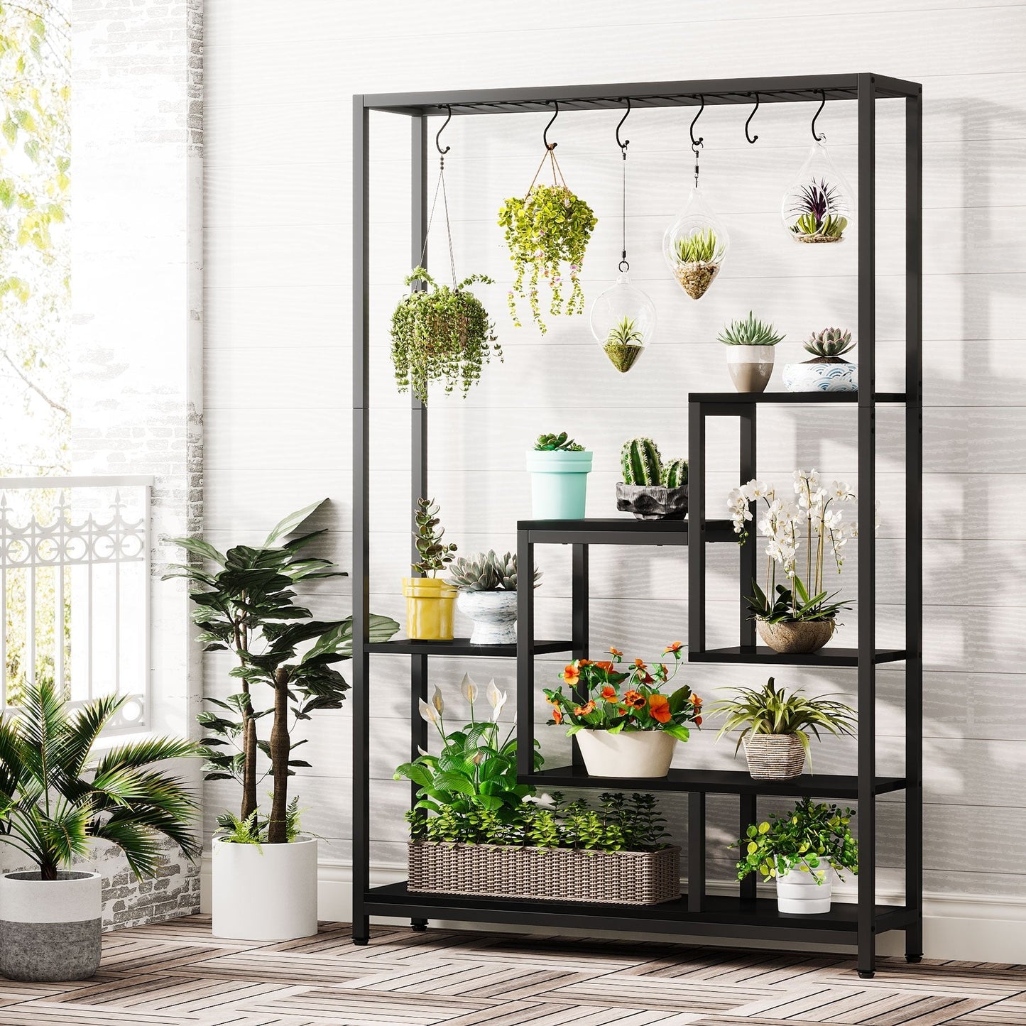 5-Tier Tall Indoor Plant Stand, 70.9 inches Plant Shelf with 10PC Hanging Hooks