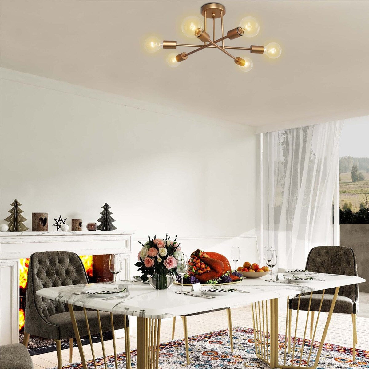 Plafonnier semi-encastré moderne en métal Sputnik de 60 cm (23,62 po)