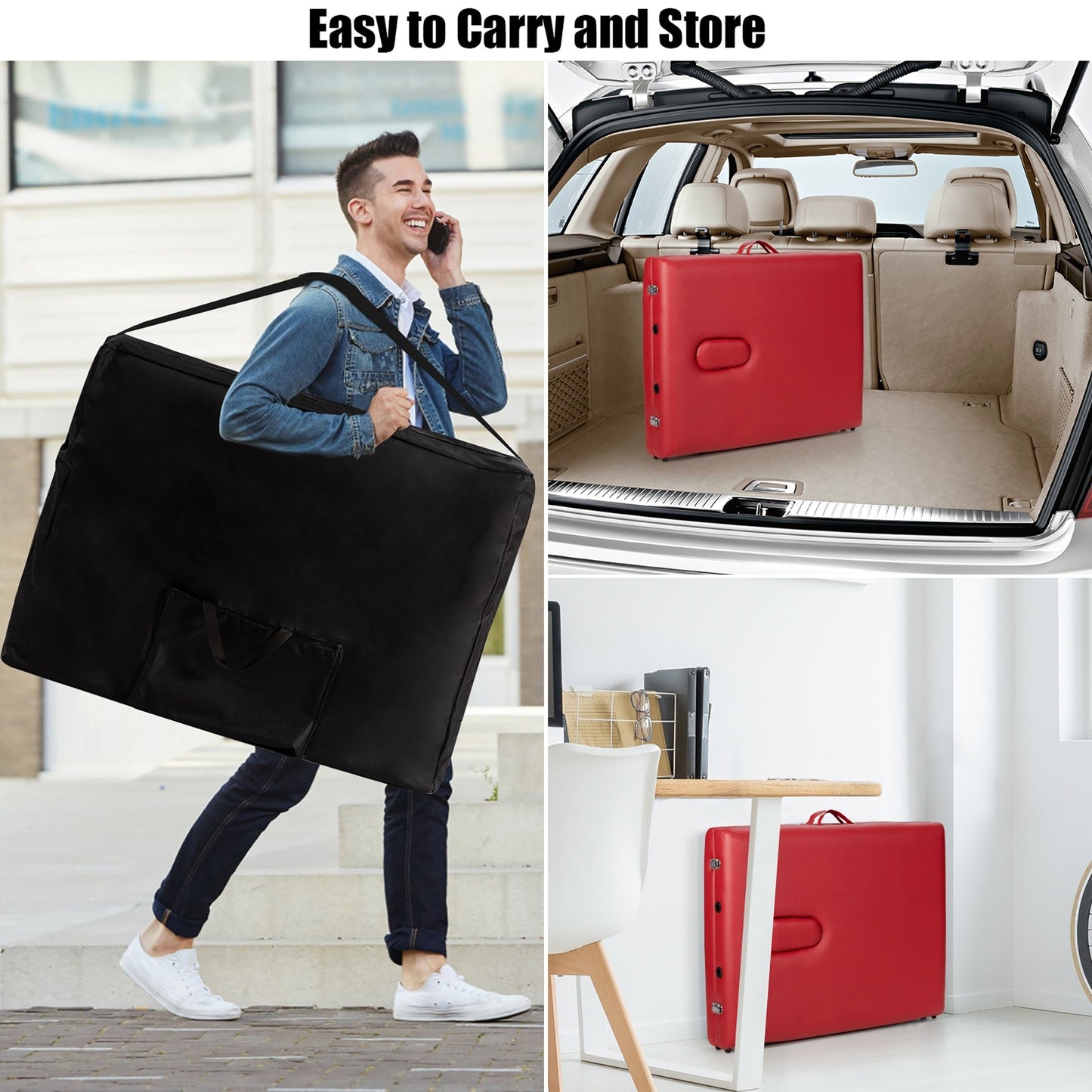 Table de massage portable 84''L, réglable, pour le visage, le spa et le tatouage, avec transport