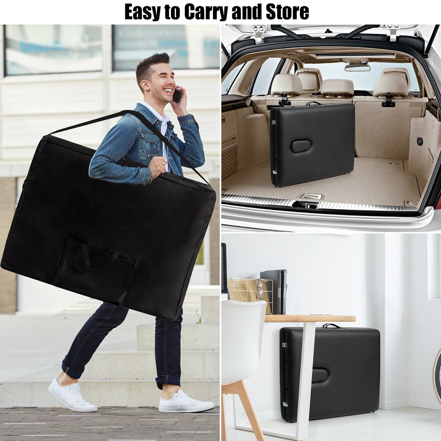 Table de massage portable 84''L, réglable, pour le visage, le spa et le tatouage, avec transport