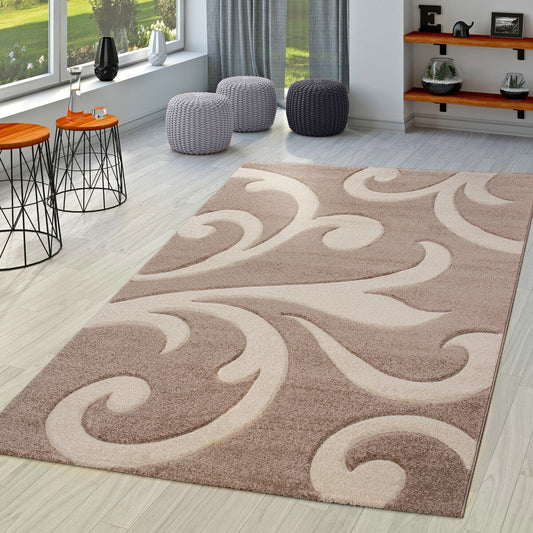 Tapis moderne à motif floral avec contour découpé