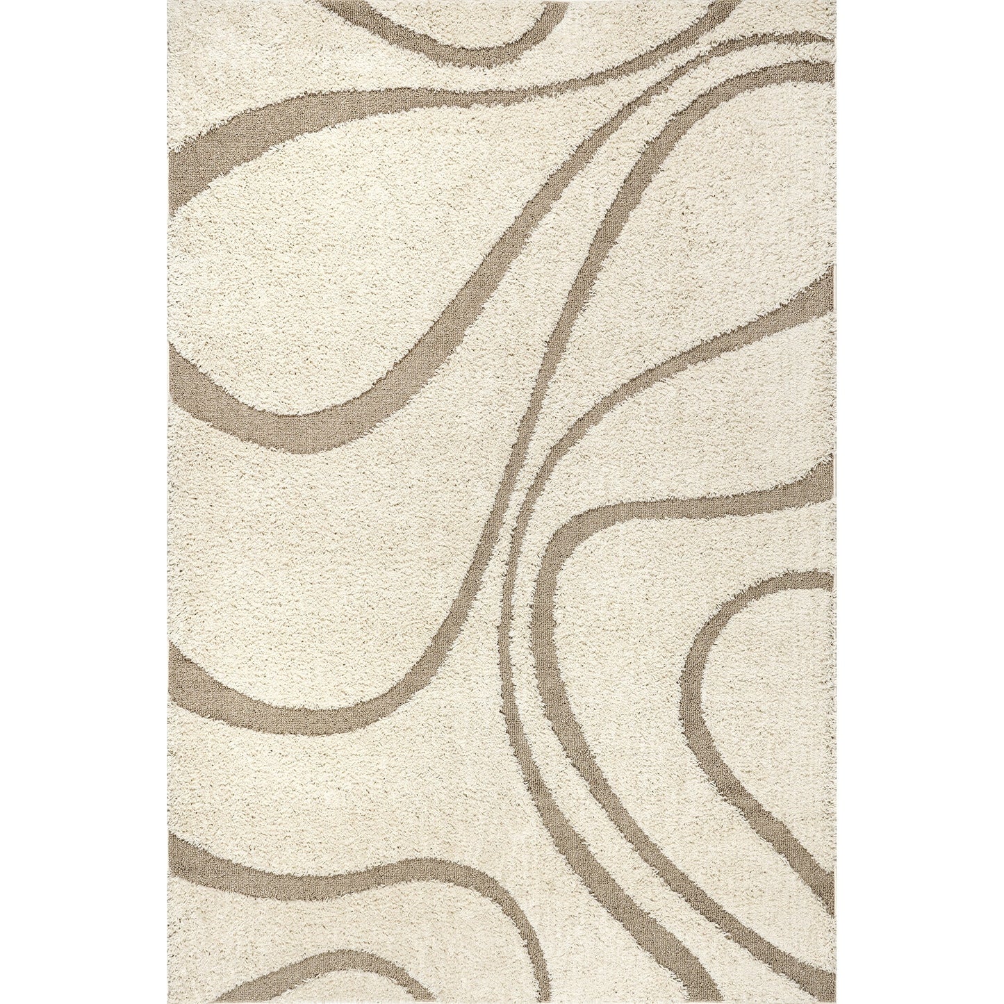 Tapis Shag contemporain Nuloom Krista à motifs tourbillonnants