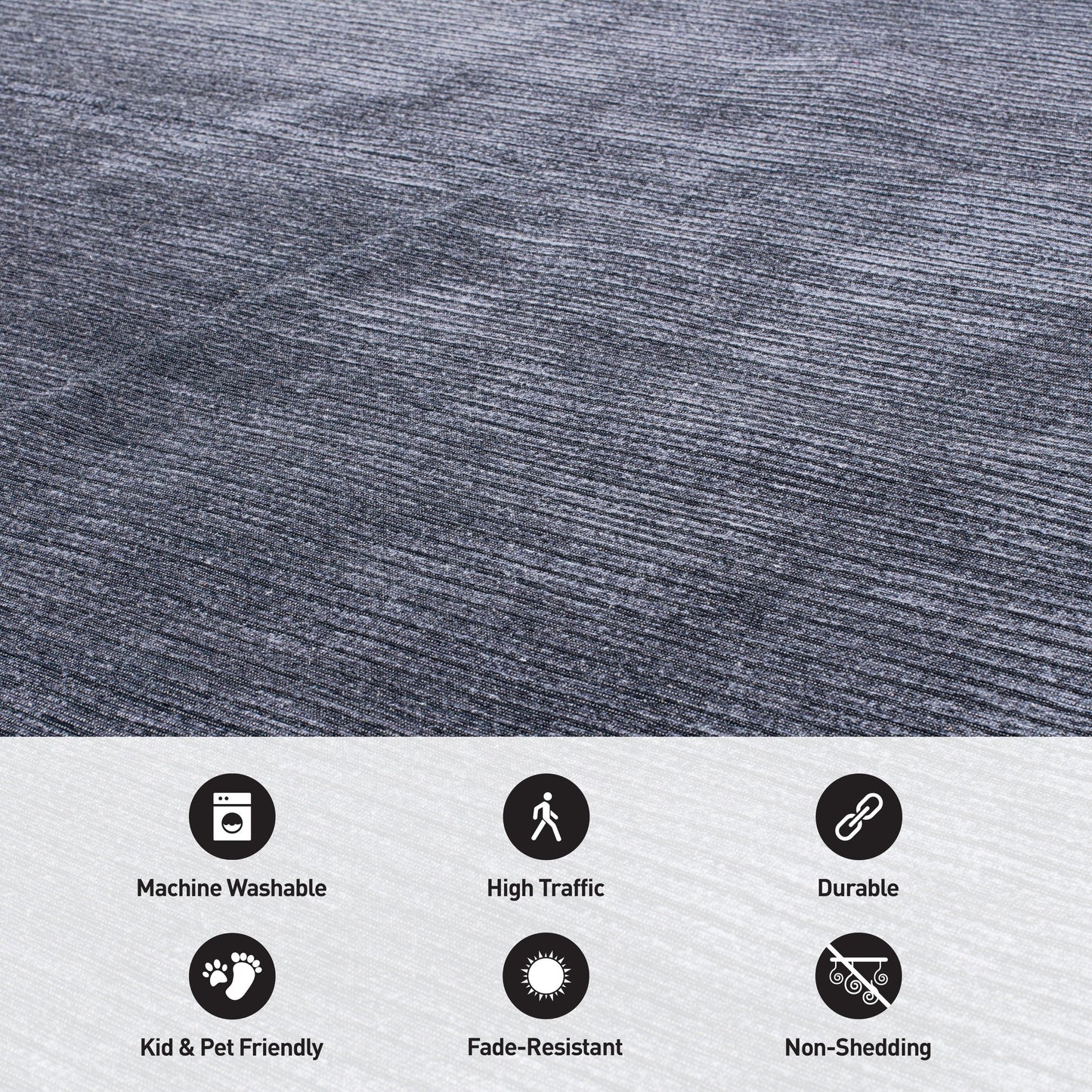 Tapis contemporain à rayures vieillies lavable en machine