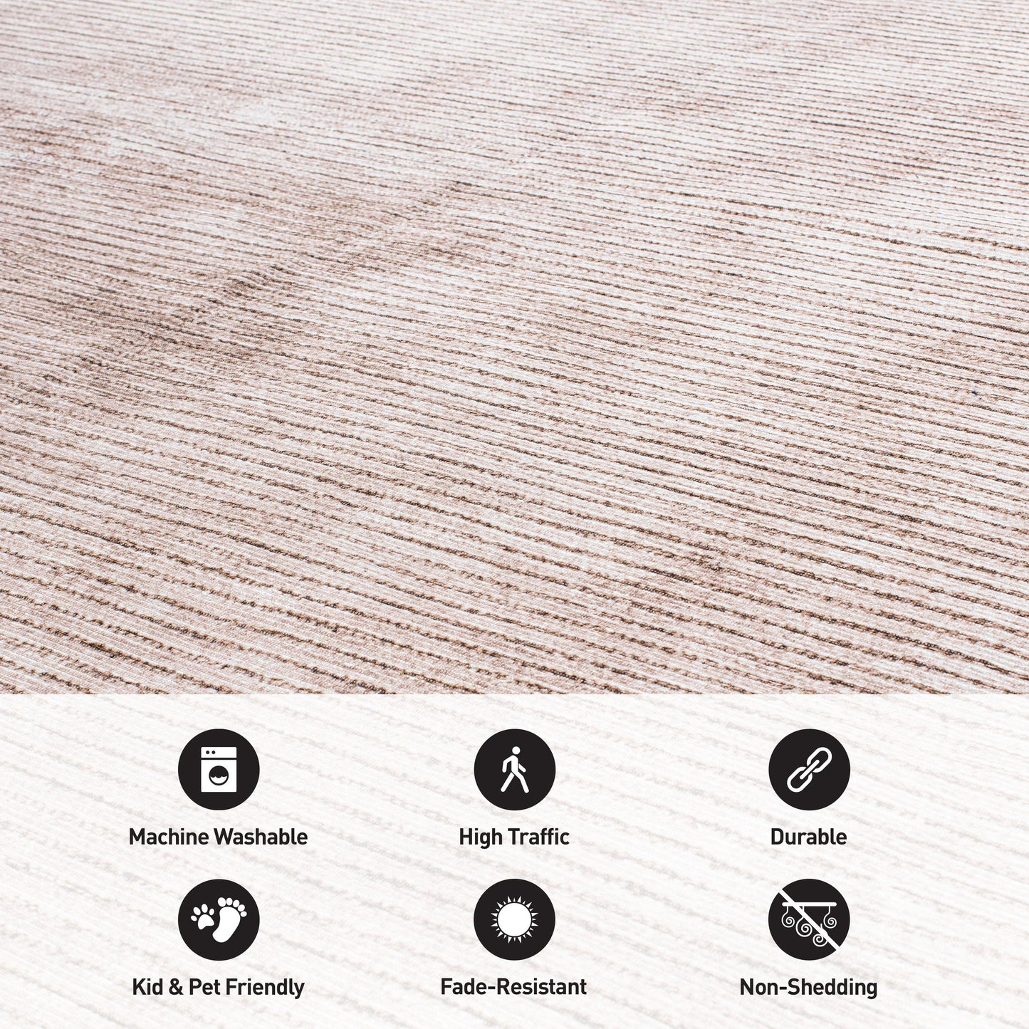 Tapis contemporain à rayures vieillies lavable en machine