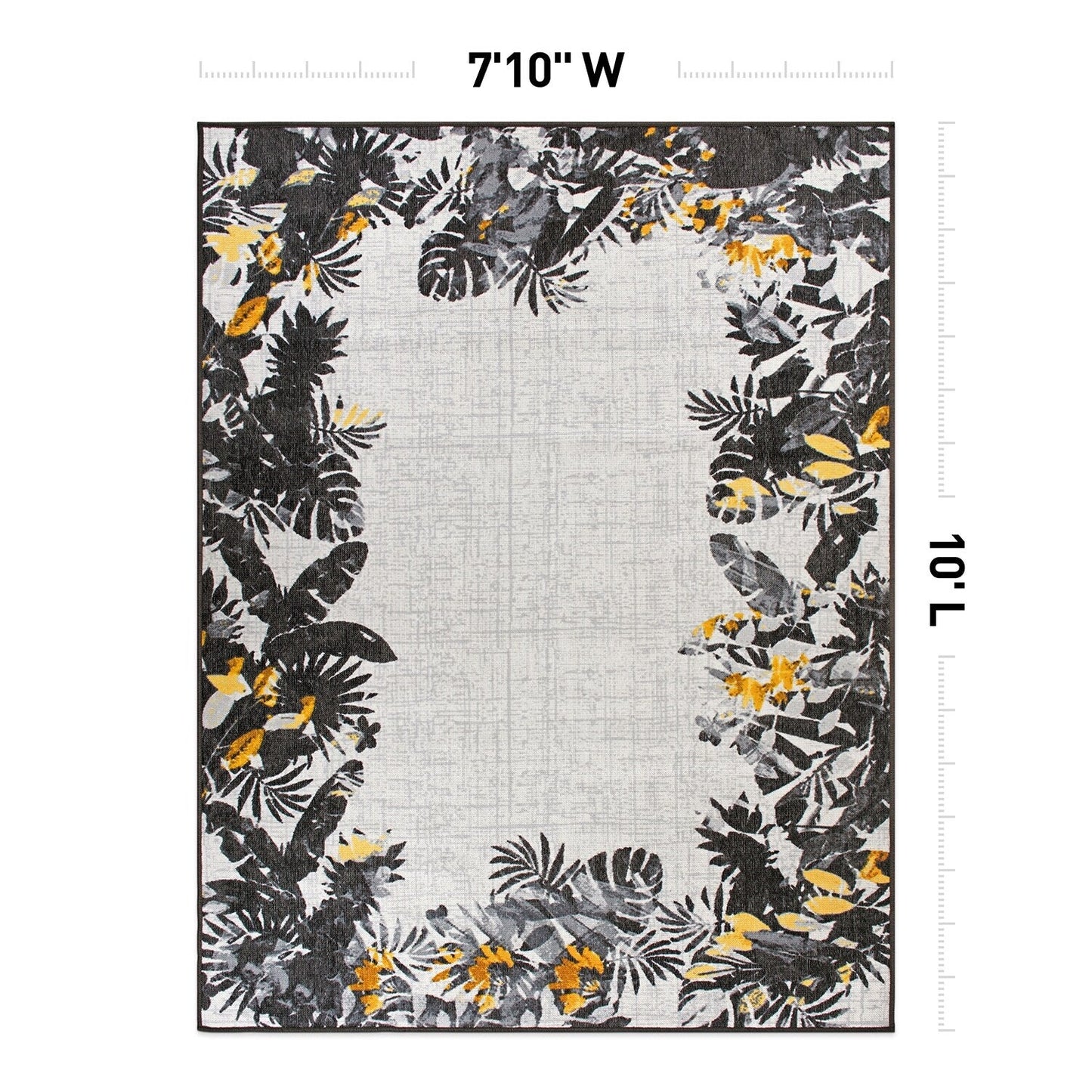 Tapis d'intérieur/extérieur à bordure florale contemporaine