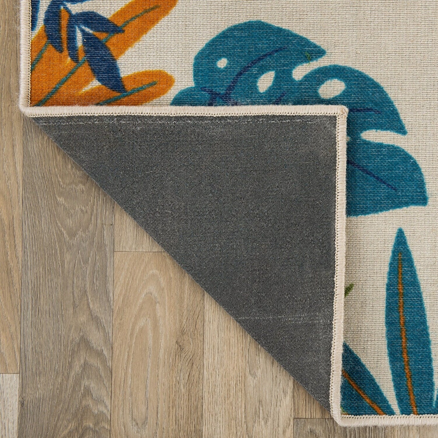 Tapis d'intérieur/extérieur à feuilles florales contemporaines