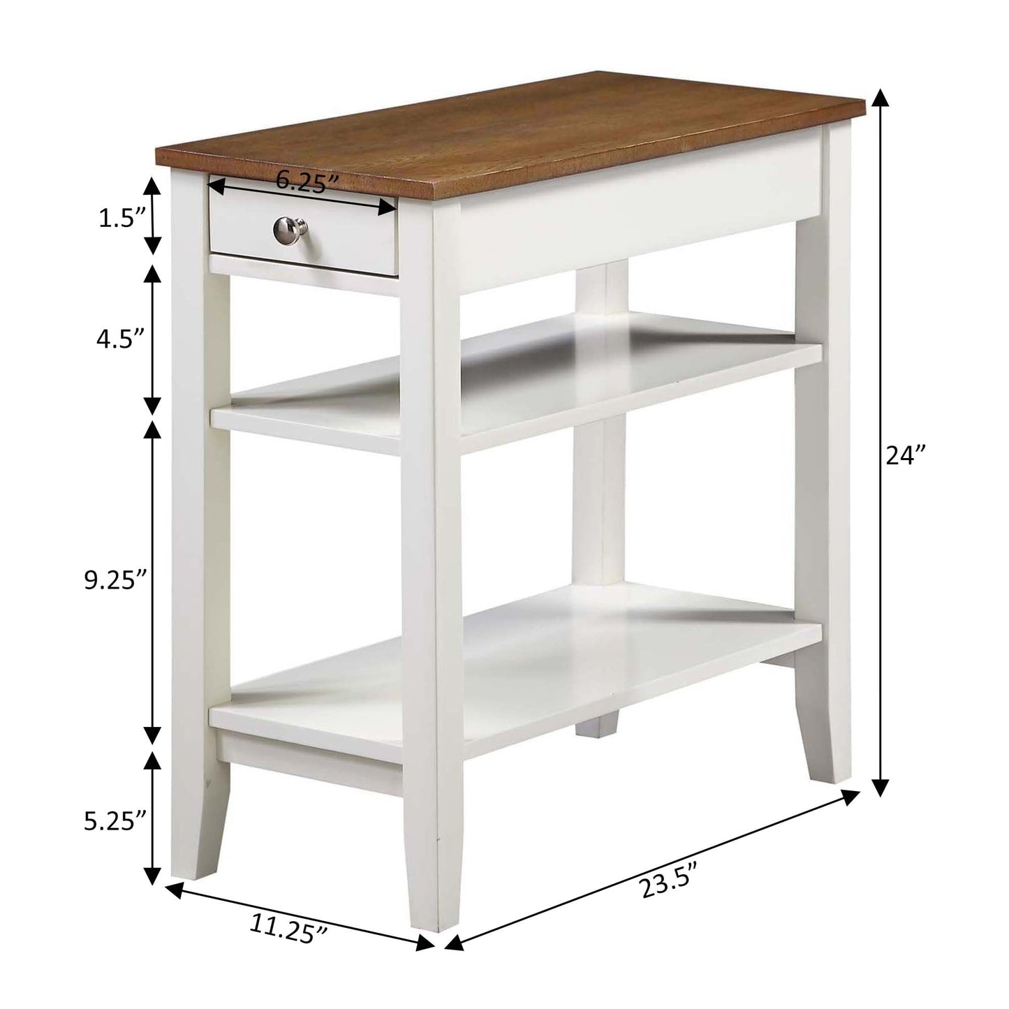 Table d'appoint à 1 tiroir et étagères American Heritage de Convenience Concepts