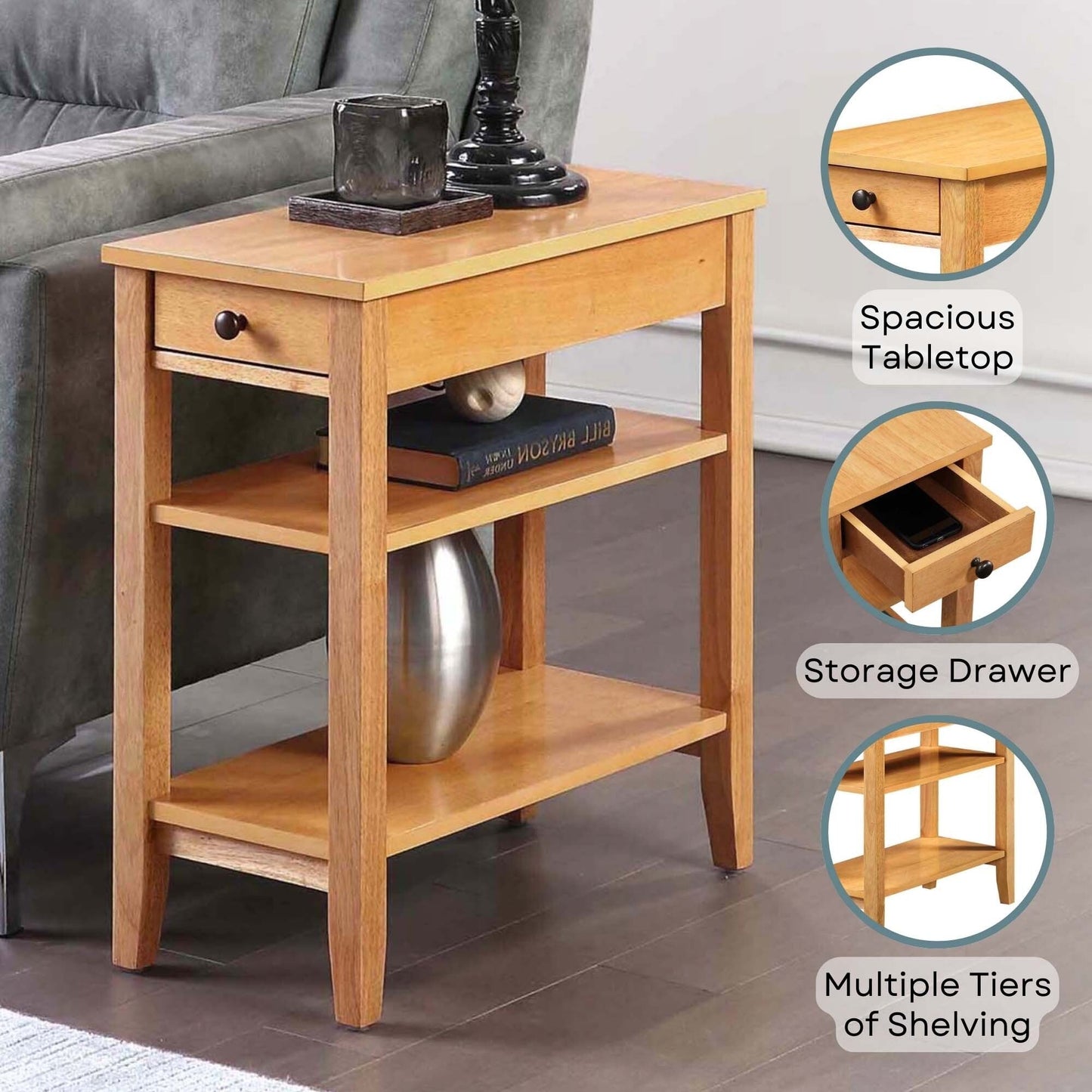 Table d'appoint à 1 tiroir et étagères American Heritage de Convenience Concepts