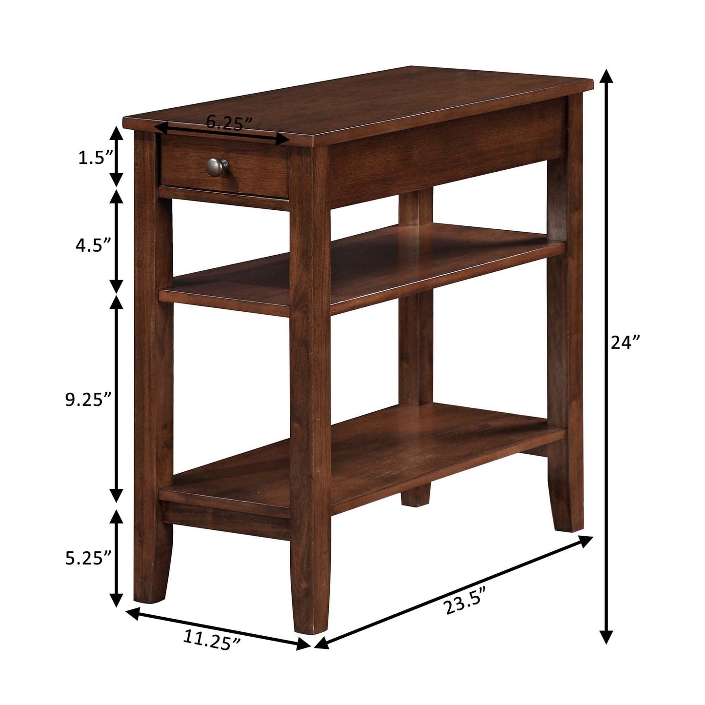 Table d'appoint à 1 tiroir et étagères American Heritage de Convenience Concepts