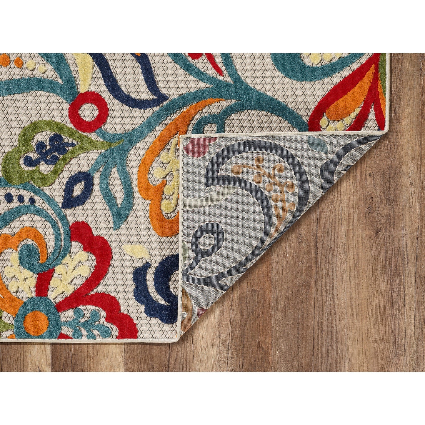 Tapis d'intérieur/extérieur texturé floral Domani Napa