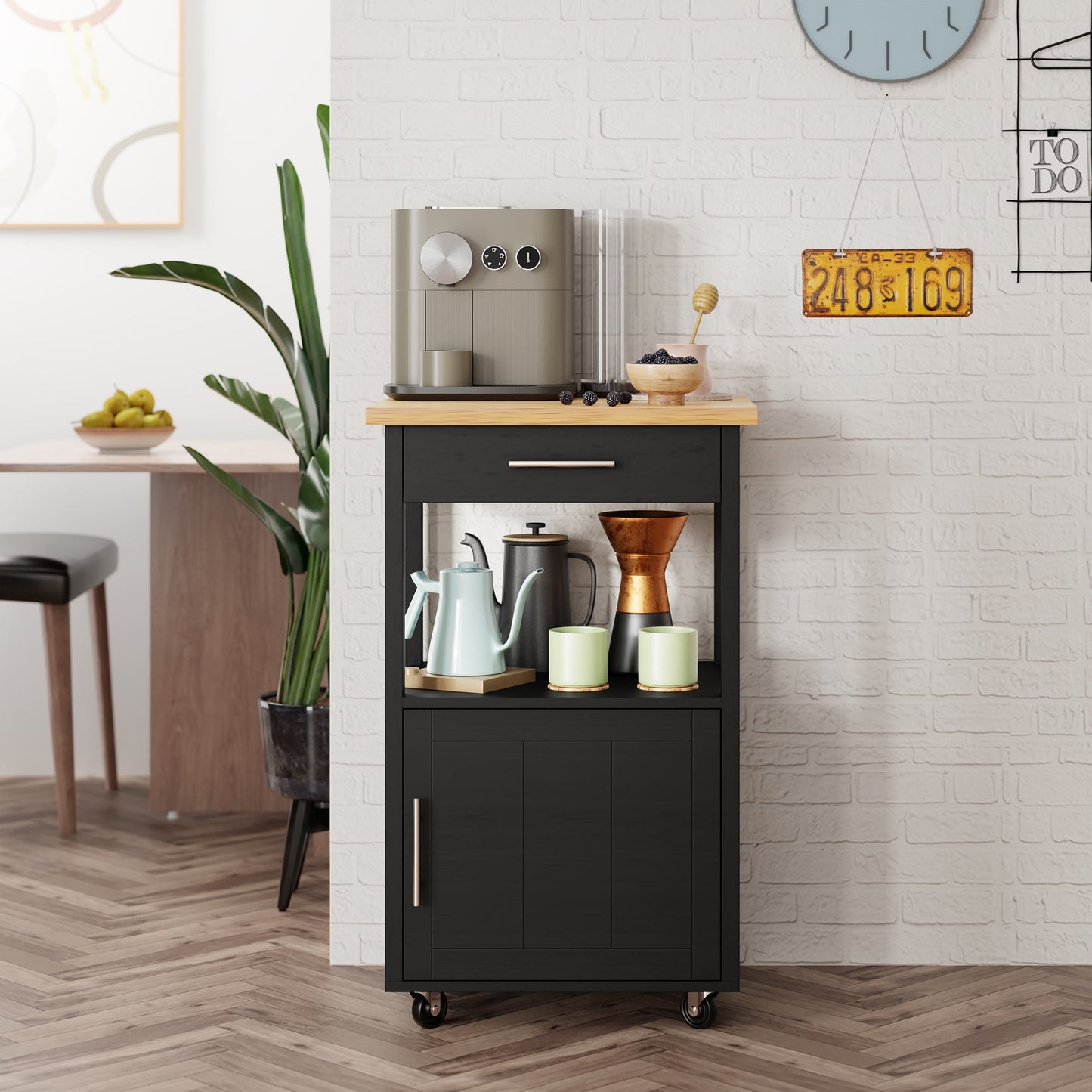 Futzca Kitchen Island Cart with Storage,Rolling Kitchen Island Side Table on Wheels with Worktop, White - N/A