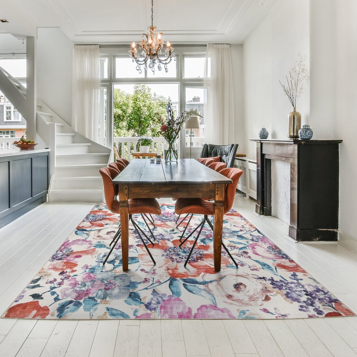 Tapis antidérapant lavable en polyester à poils plats imprimé numériquement par Gertmenian Crystal Print