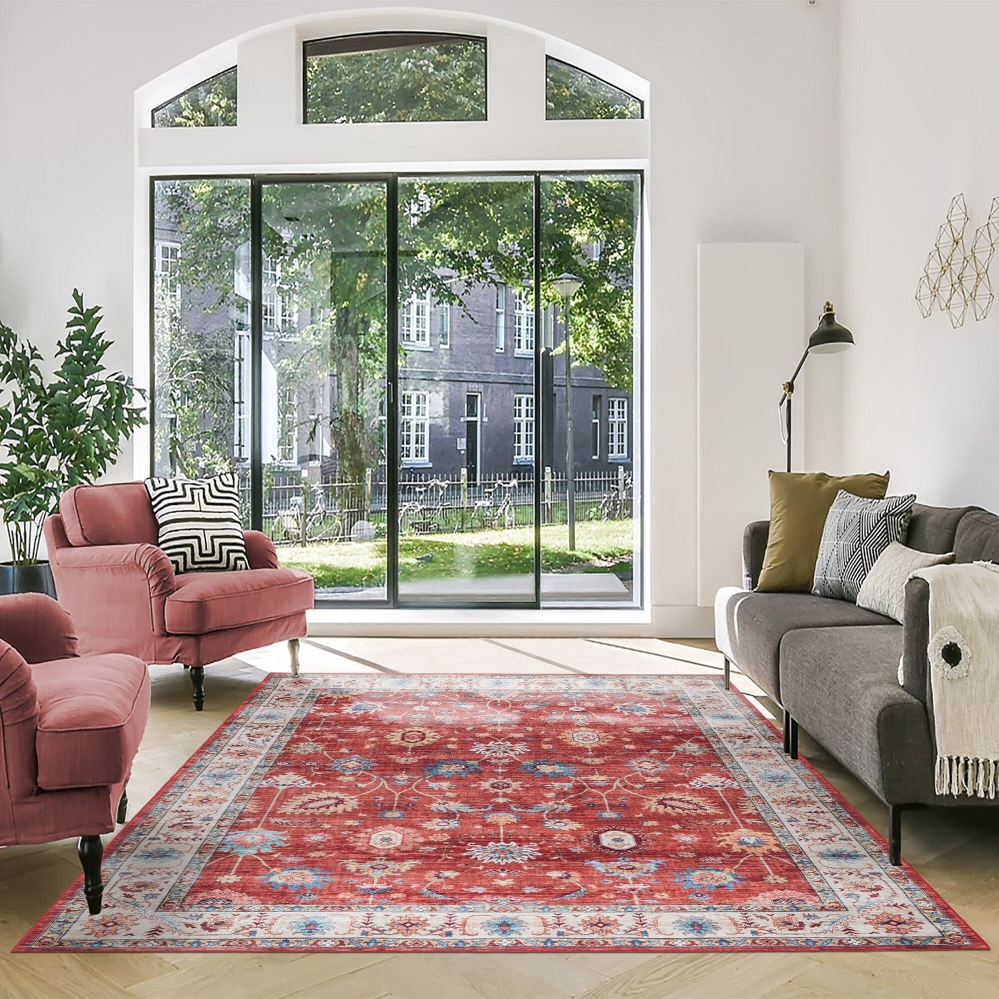 Tapis antidérapant lavable en polyester à poils plats imprimé numériquement par Gertmenian Crystal Print