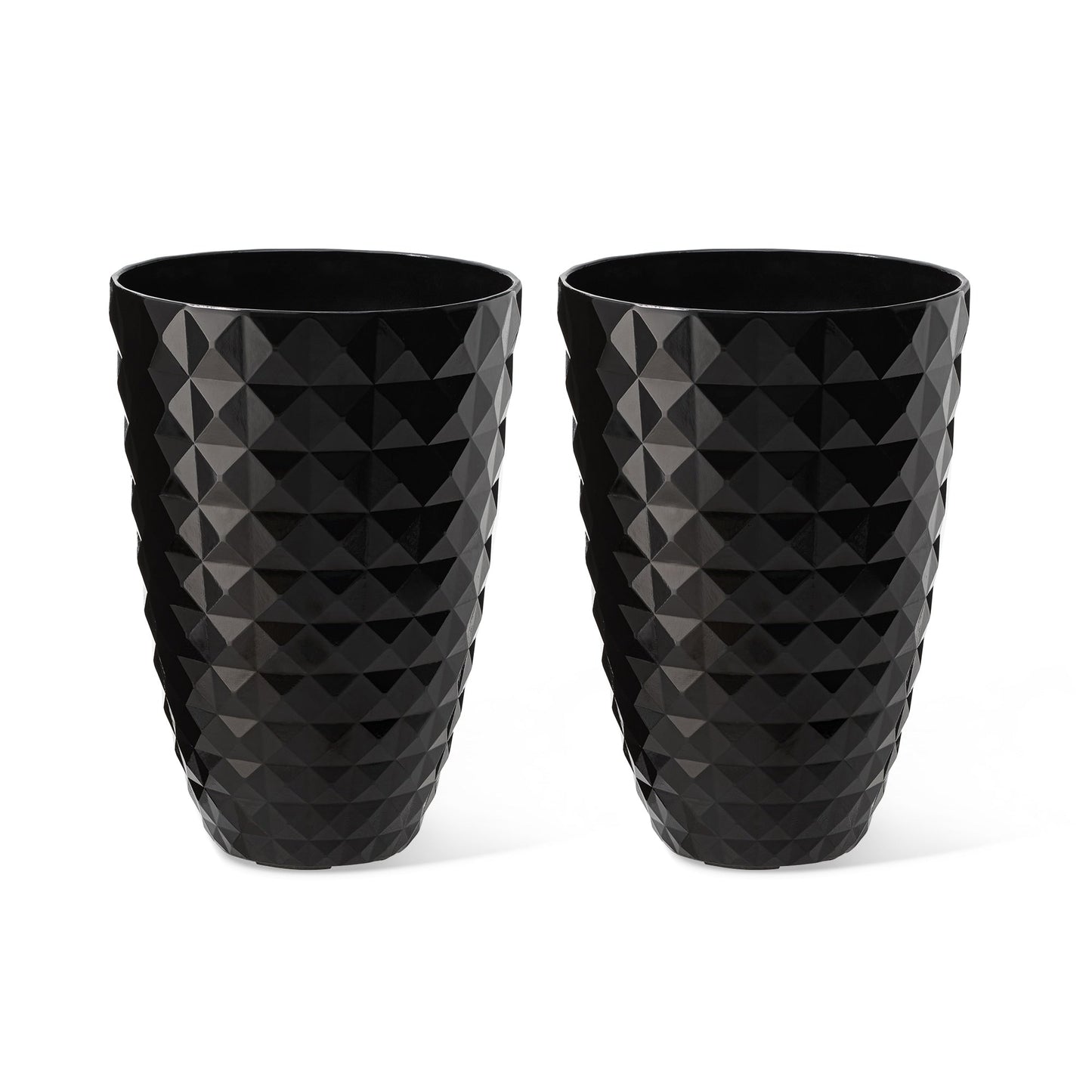 Glitzhome 19.75 H Eco-Friendly Oversized Faux Ceramic Diamond Textured Tall Planter Porch Flowerpot (Set of 2)