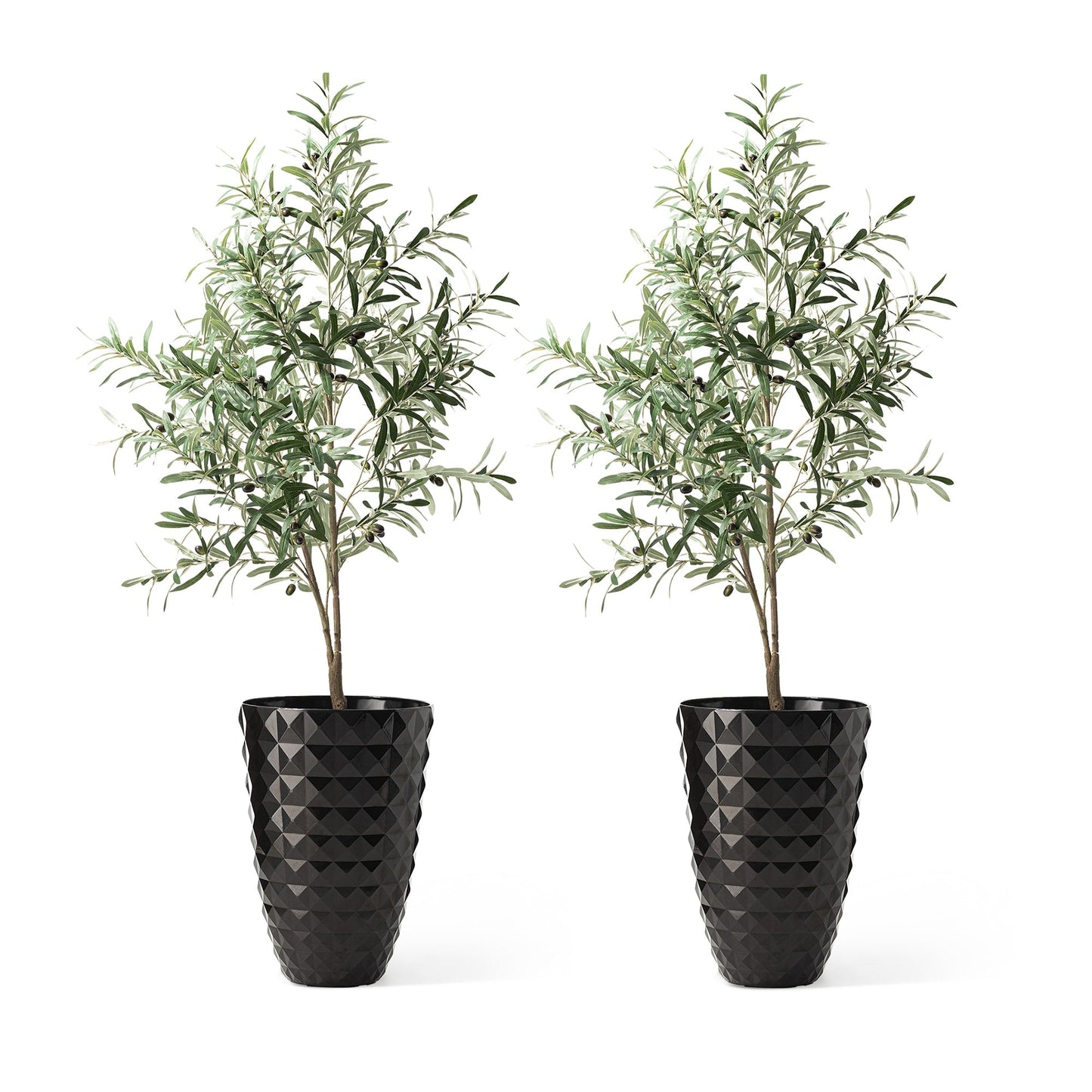 Glitzhome 19.75 H Eco-Friendly Oversized Faux Ceramic Diamond Textured Tall Planter Porch Flowerpot (Set of 2)