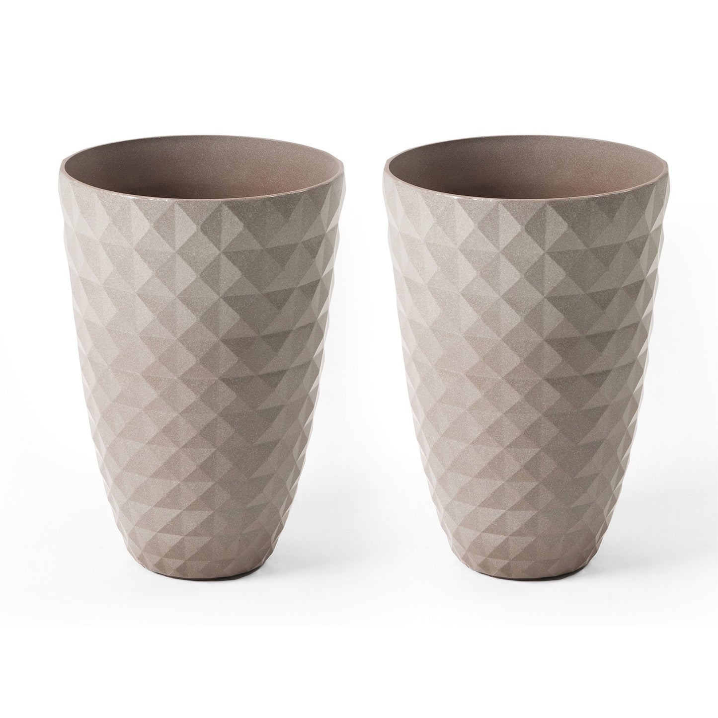Glitzhome 19.75 H Eco-Friendly Oversized Faux Ceramic Diamond Textured Tall Planter Porch Flowerpot (Set of 2)