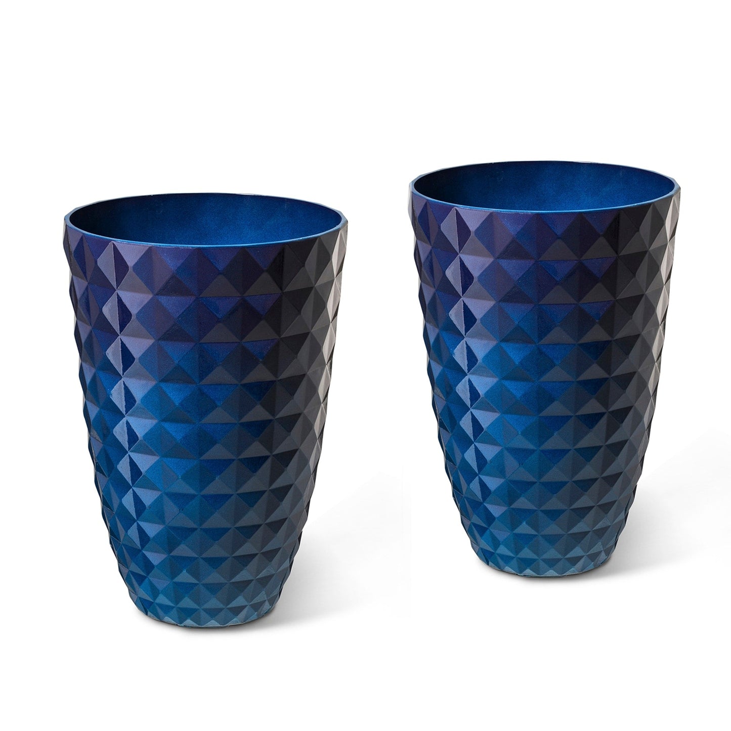 Glitzhome 19.75 H Eco-Friendly Oversized Faux Ceramic Diamond Textured Tall Planter Porch Flowerpot (Set of 2)
