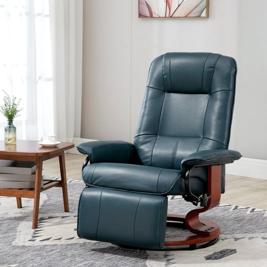 Fauteuil inclinable manuel pivotant et réglable en similicuir HomCom avec repose-pieds confortable et relaxant