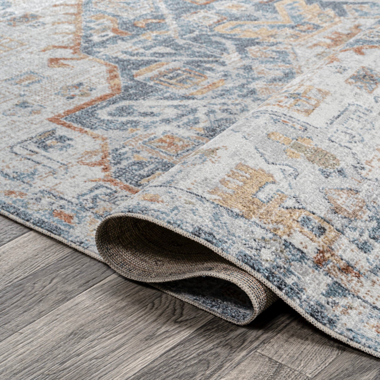 JONATHAN Y Brandy Bohemian Medallion Low-Pile Machine-Washable Cream/Terra Area Rug
