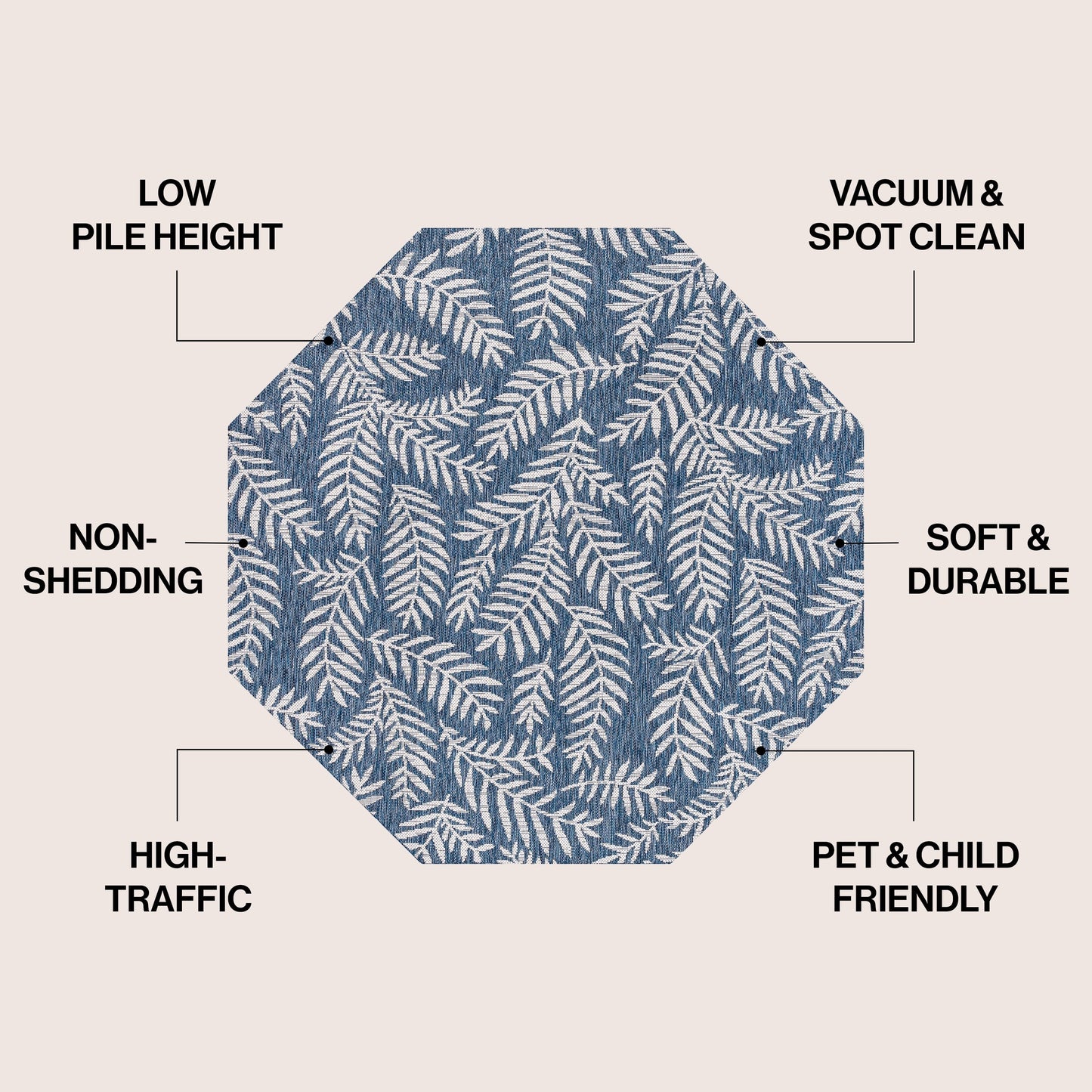 JONATHAN Y Tapis intérieur/extérieur à fronde de palmier Galon