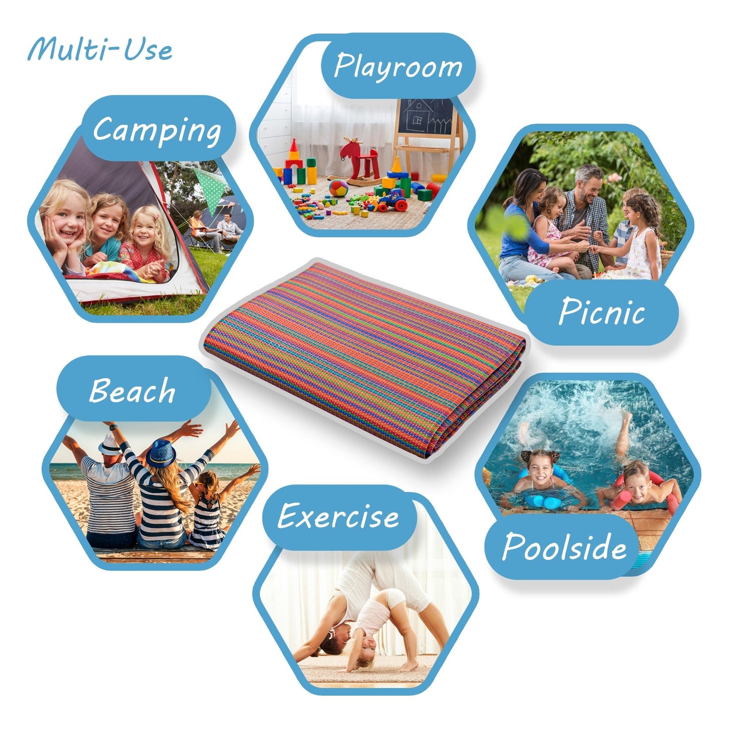 Tapis d'intérieur et d'extérieur à rayures de plage Lalune