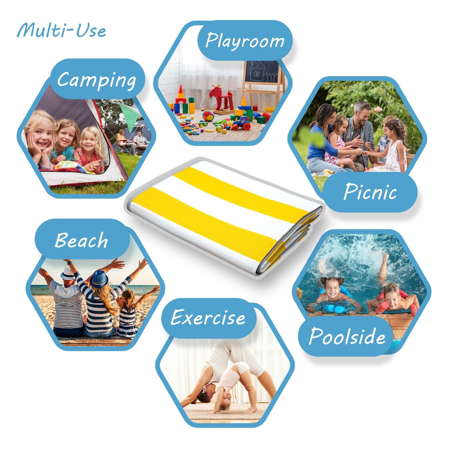 Tapis d'intérieur et d'extérieur à rayures de plage Lalune