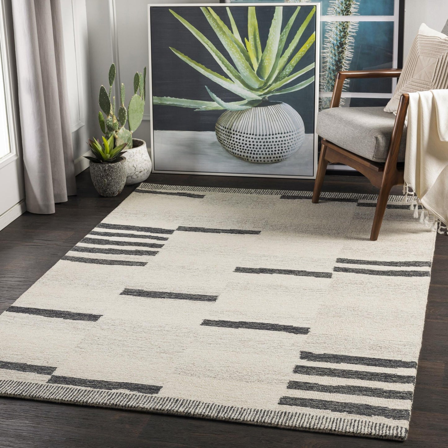 Tapis géométrique en laine touffeté à la main Livabliss Granada