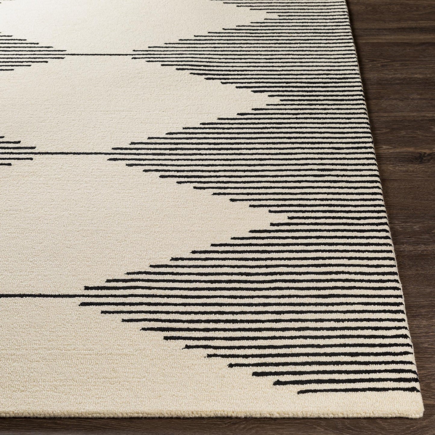 Tapis touffeté à la main minimaliste Livabliss Granada à motif losanges