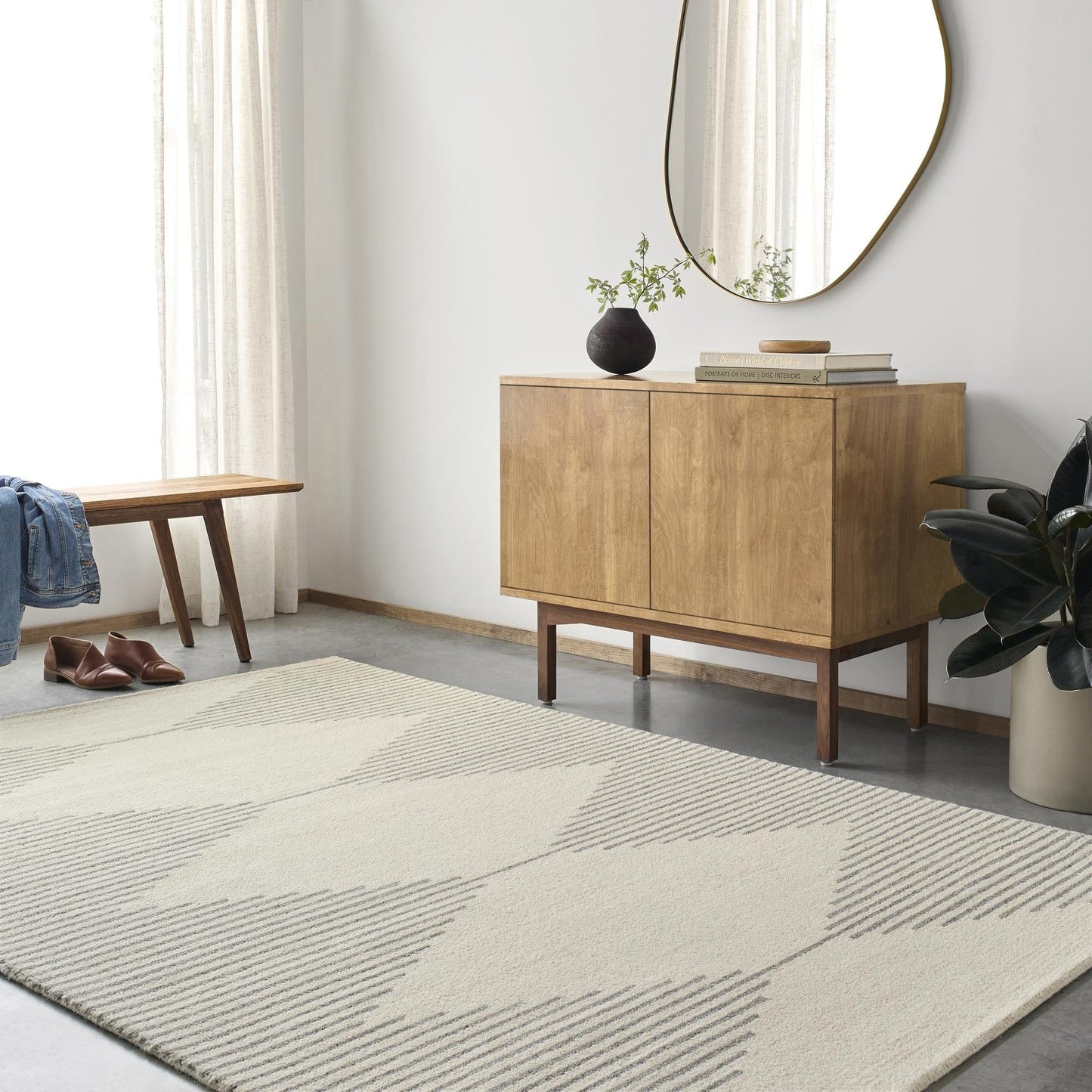 Tapis touffeté à la main minimaliste Livabliss Granada à motif losanges
