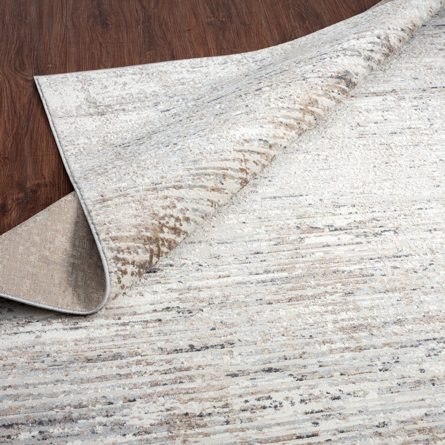 Tapis à rayures abstraites modernes et contemporaines à poils longs Lumina