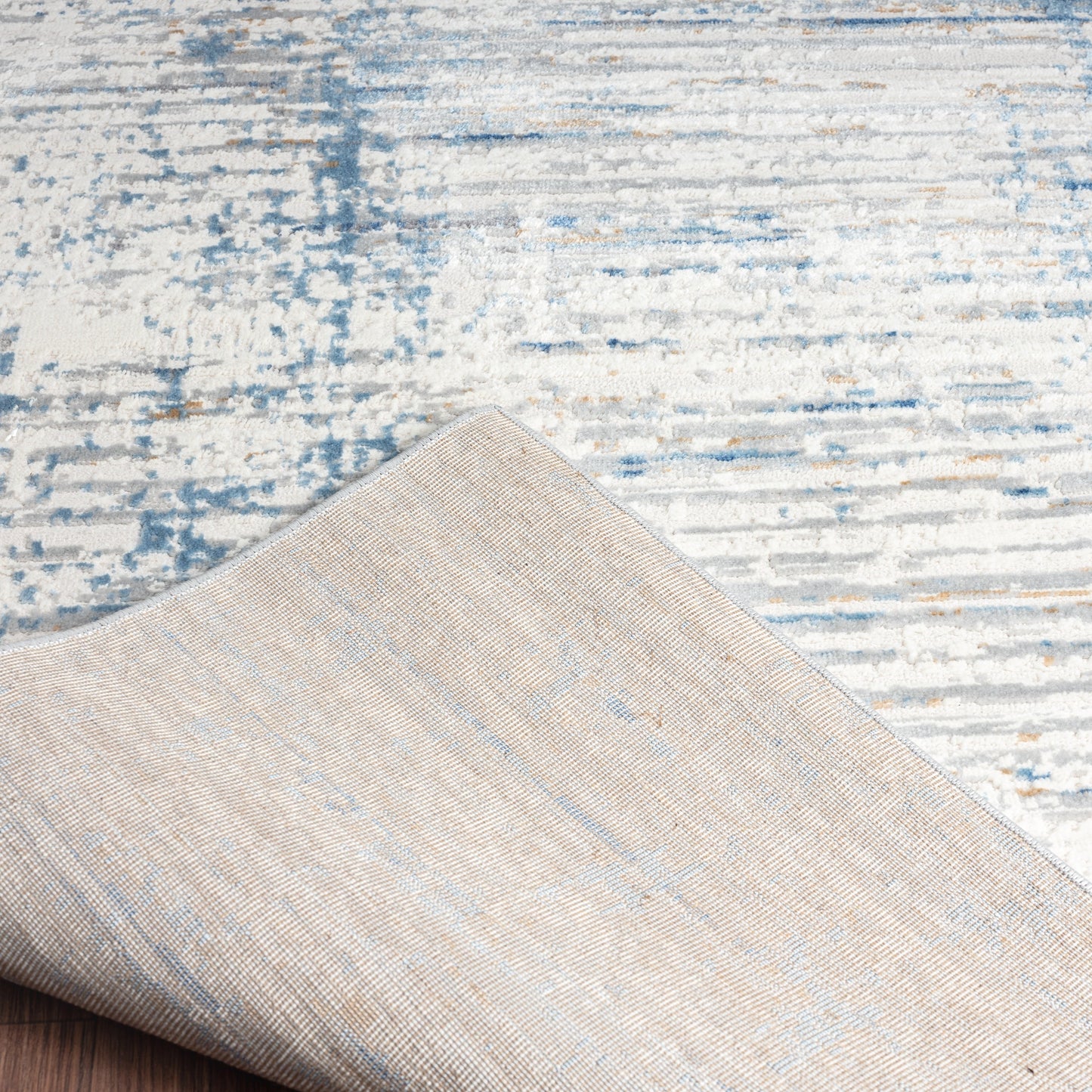 Tapis à rayures abstraites modernes et contemporaines à poils longs Lumina