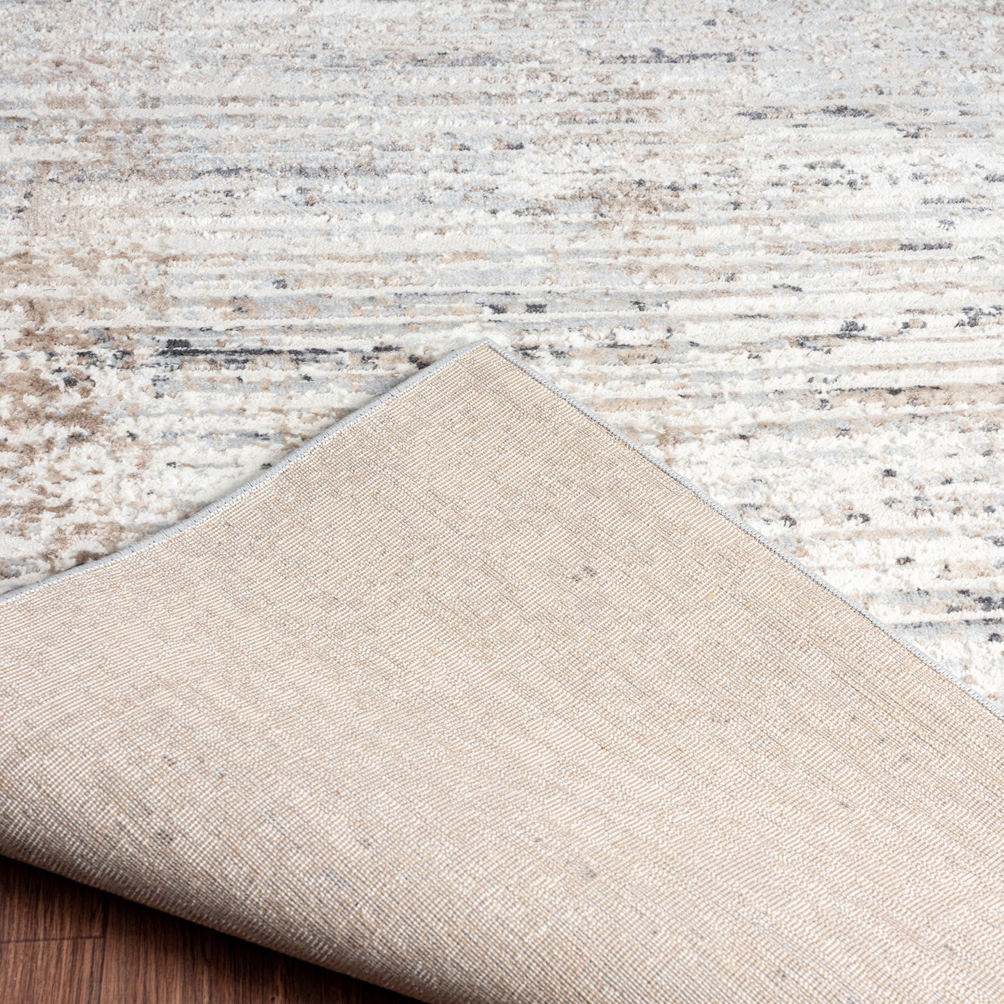 Tapis à rayures abstraites modernes et contemporaines à poils longs Lumina