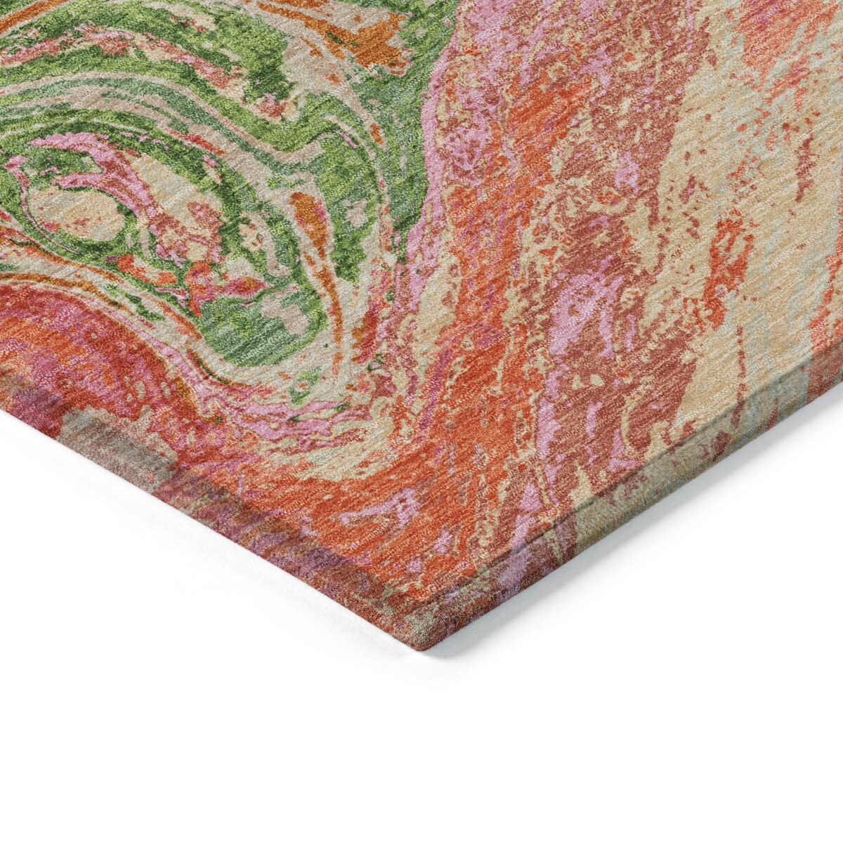 Tapis Chantille abstrait à motifs de coups de pinceau, lavable en machine, pour intérieur et extérieur