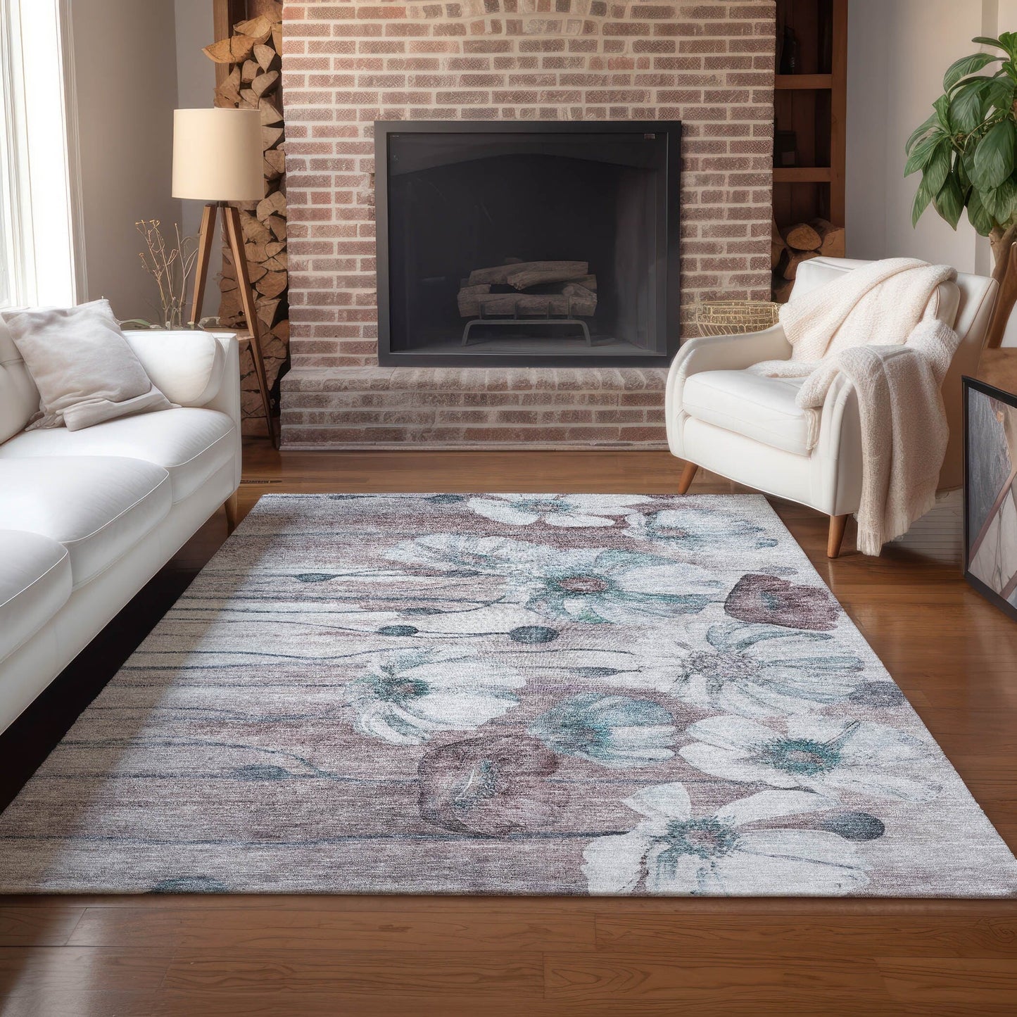 Tapis floral moderne Chantille lavable en machine pour intérieur/extérieur