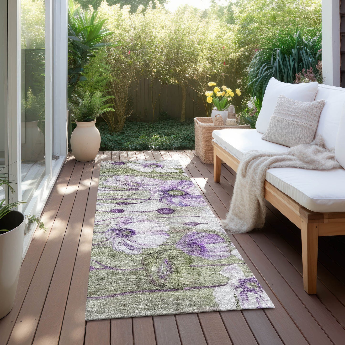 Tapis floral moderne Chantille lavable en machine pour intérieur/extérieur