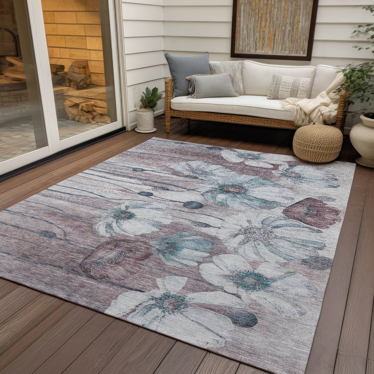 Tapis floral moderne Chantille lavable en machine pour intérieur/extérieur
