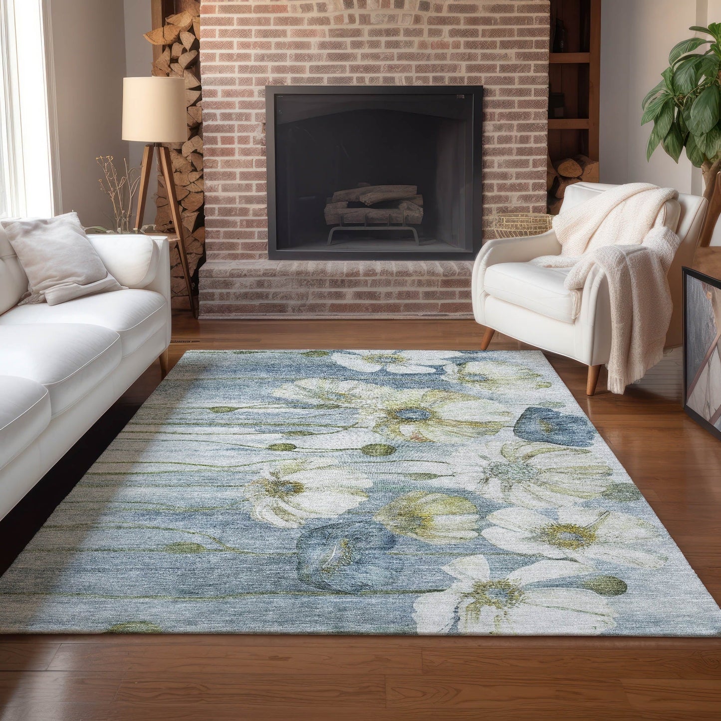 Tapis floral moderne Chantille lavable en machine pour intérieur/extérieur