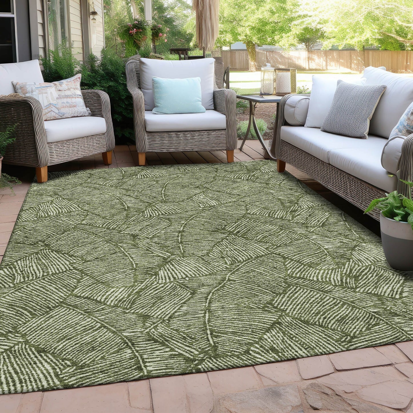 Tapis Chantille Tropical Palm lavable en machine pour intérieur/extérieur