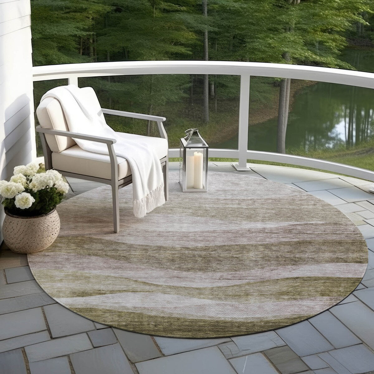 Tapis Chantille contemporain à vagues lavable en machine pour intérieur/extérieur