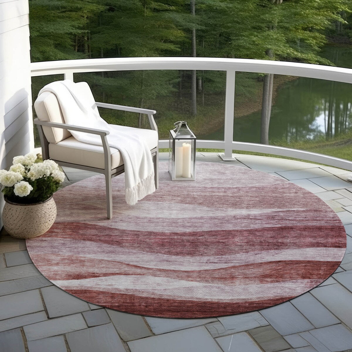 Tapis Chantille contemporain à vagues lavable en machine pour intérieur/extérieur
