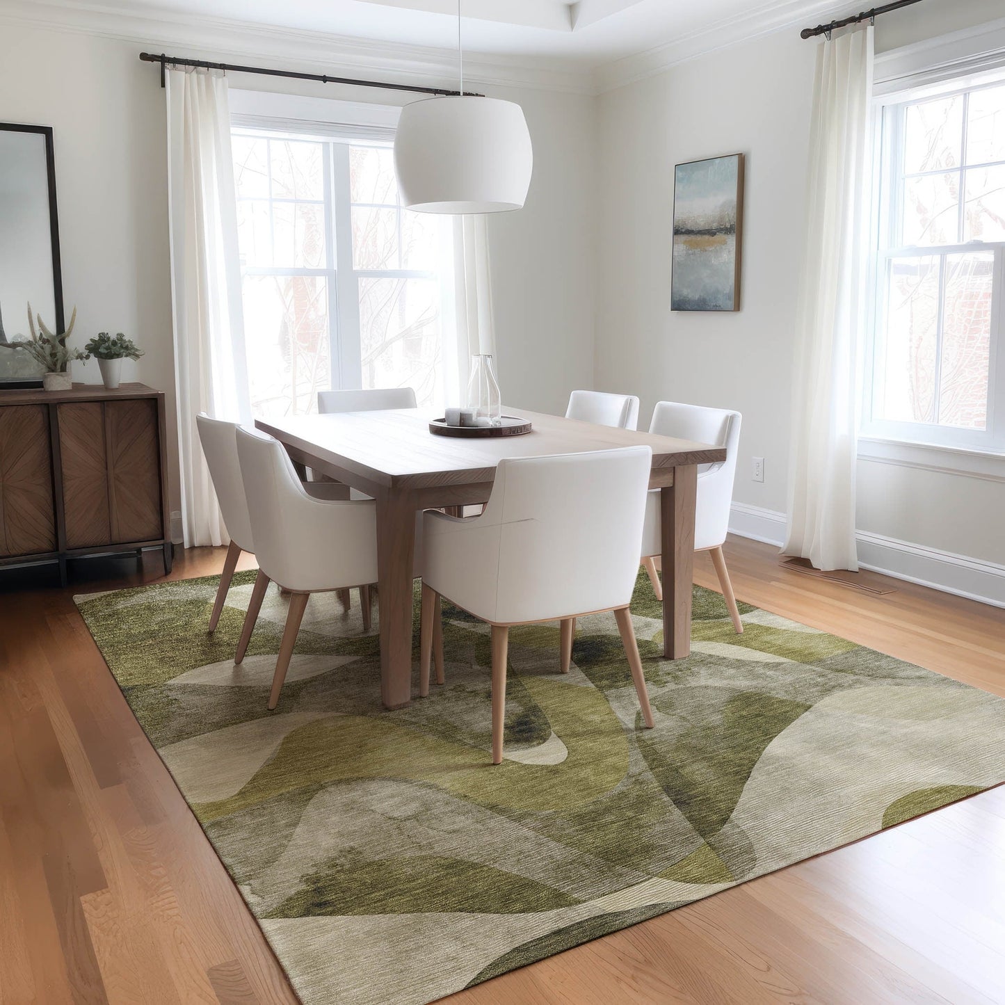 Machine Washable Indoor/ Outdoor Modern Chantille Rug