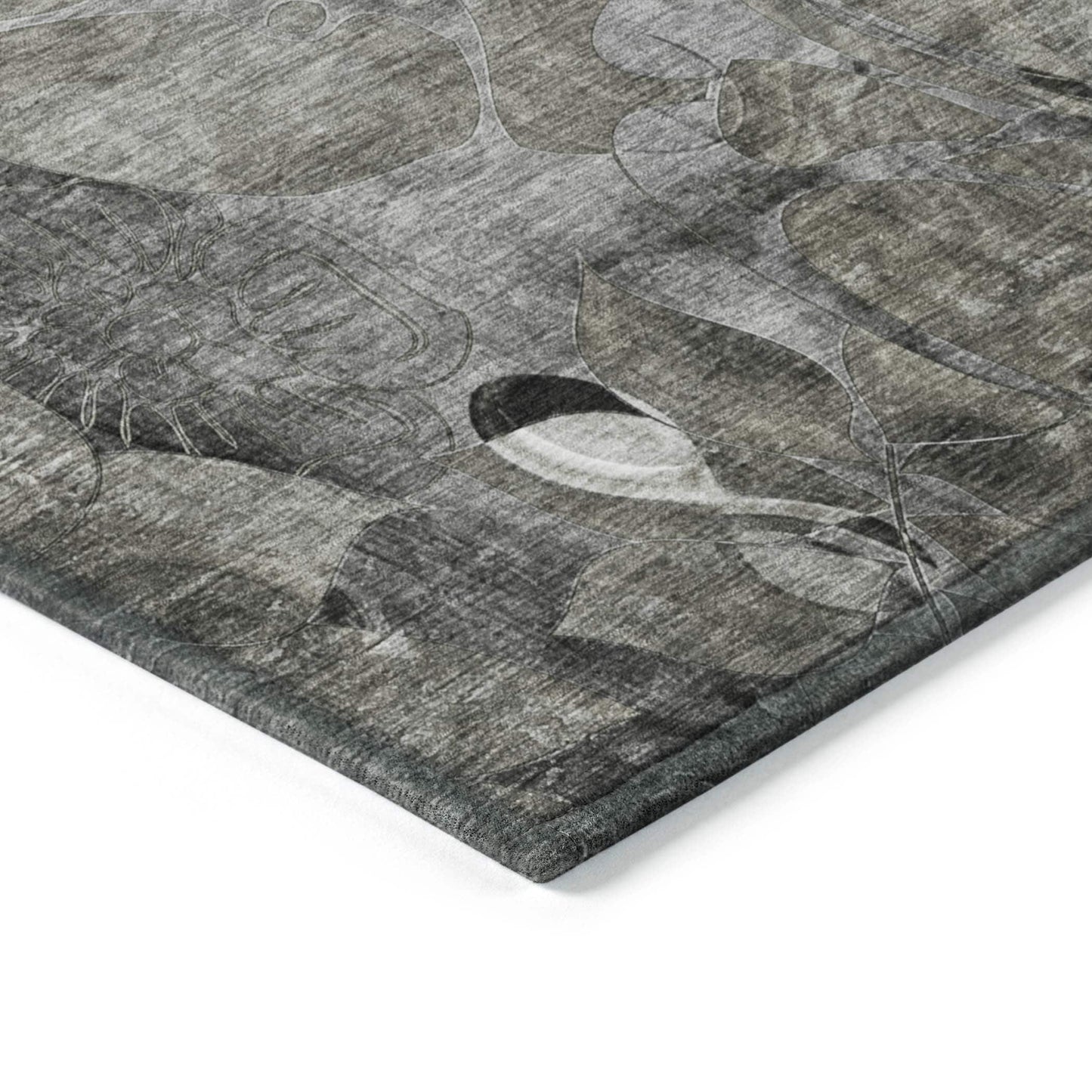 Machine Washable Indoor/ Outdoor Modern Floral Chantille Rug