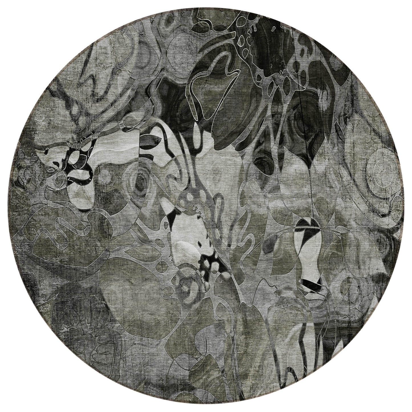 Machine Washable Indoor/ Outdoor Modern Floral Chantille Rug