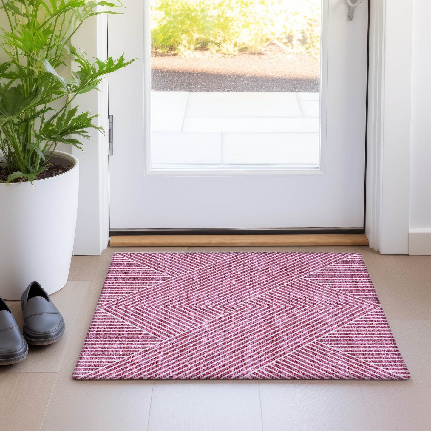 Tapis moderne Geo Chantille lavable en machine pour intérieur/extérieur