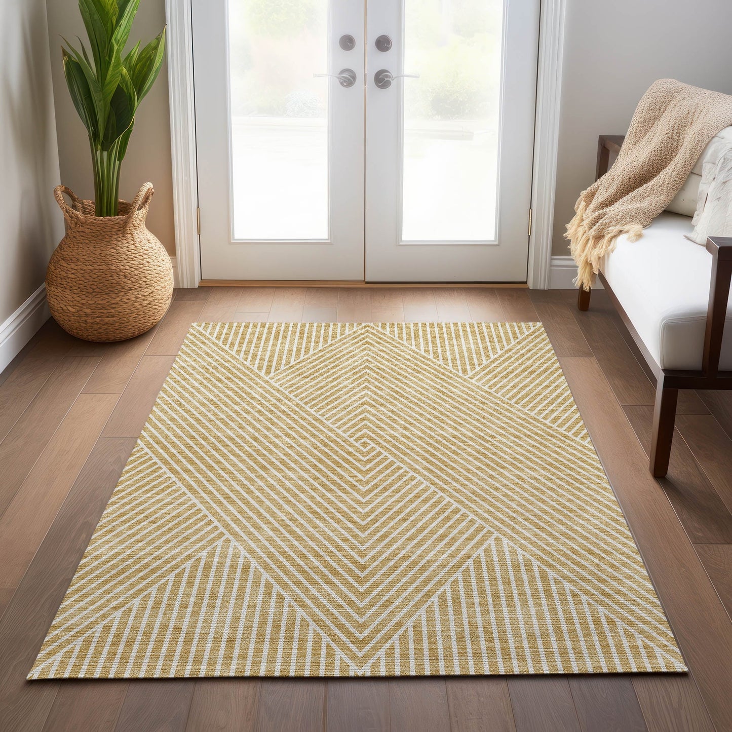 Tapis moderne Geo Chantille lavable en machine pour intérieur/extérieur