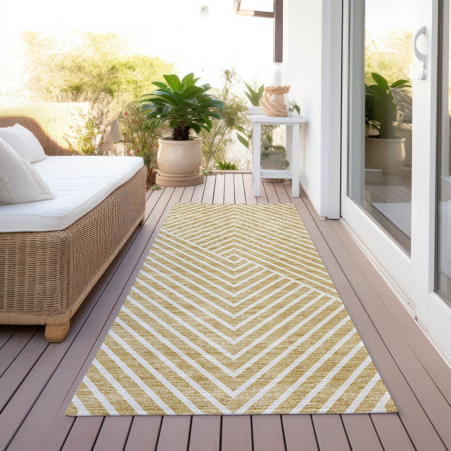 Tapis moderne Geo Chantille lavable en machine pour intérieur/extérieur