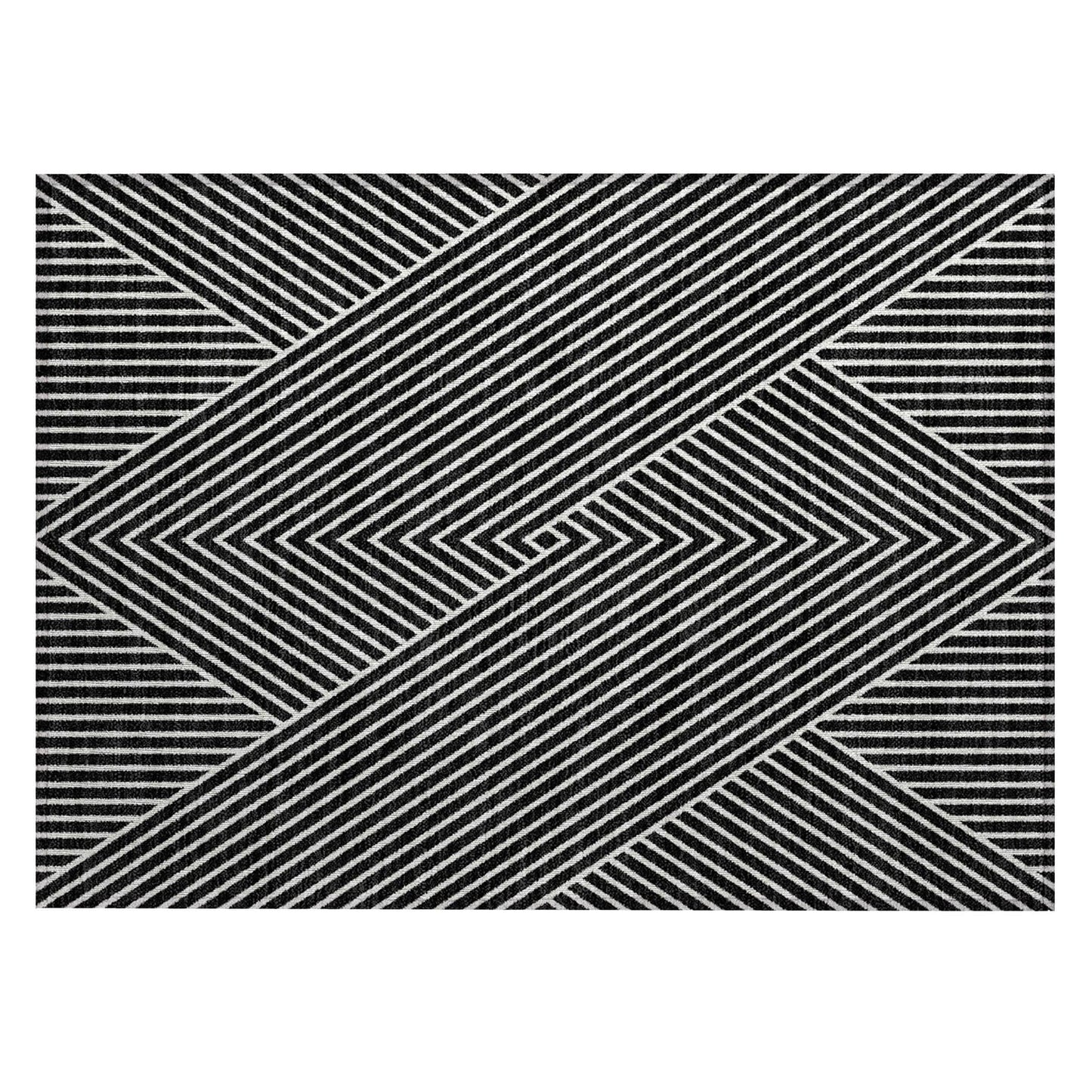 Tapis moderne Geo Chantille lavable en machine pour intérieur/extérieur