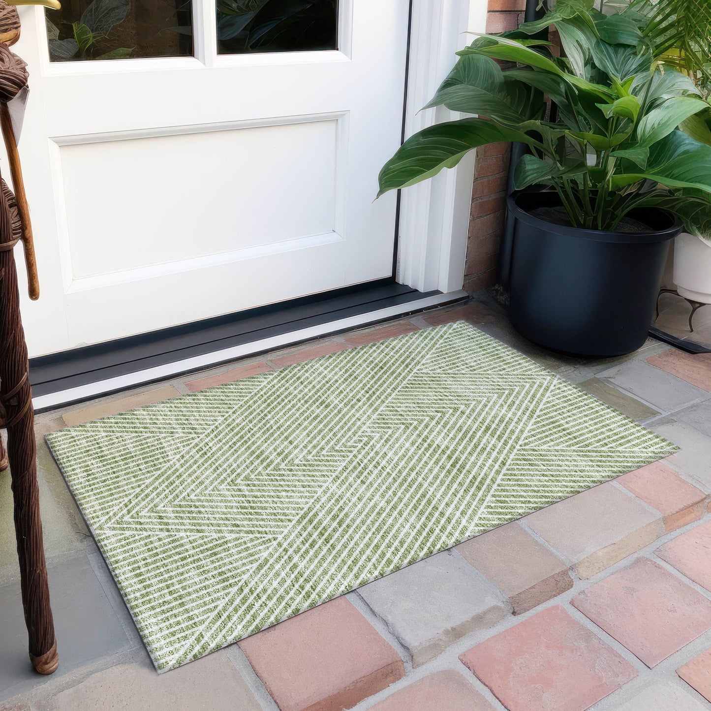 Tapis moderne Geo Chantille lavable en machine pour intérieur/extérieur